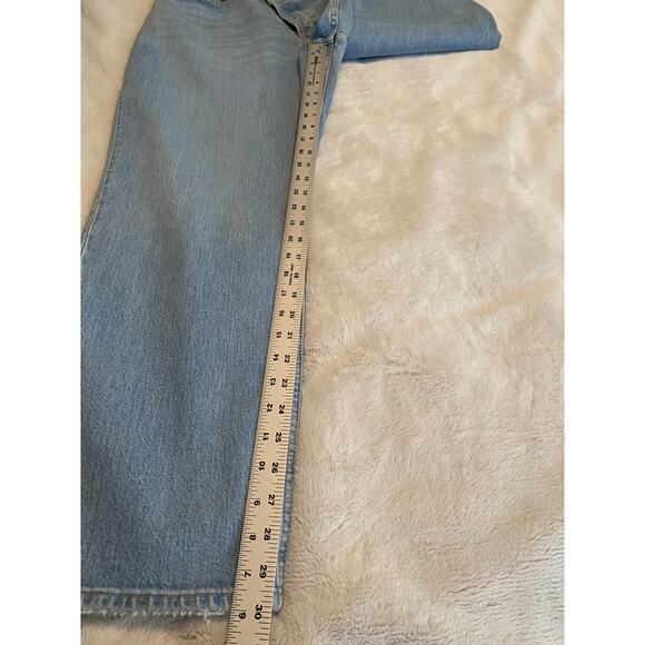 NWT ABERCROMBIE JEANS 33 CURVE LOVE CRISS CROSS DAD HIGH RISE BUTTON FLY BLUE - Picture 16 of 16